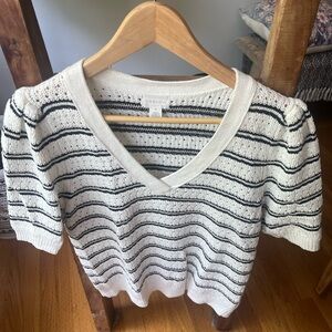Caslon Black and White Striped Knit Top